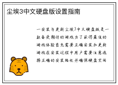 尘埃3中文硬盘版设置指南